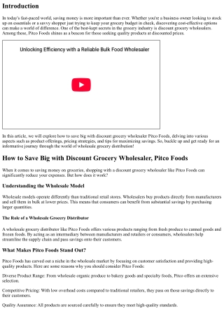How to Save Big with Discount Grocery Wholesaler, Pitco Foods