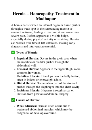 Hernia – Homeopathy Treatment in Madhapur