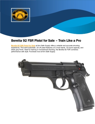 Beretta 92 FSR Pistol for Sale – Train Like a Pro