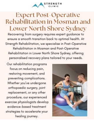 Expert Post-Operative & Cancer Rehabilitation in Mosman & Lower North Shore Sydney