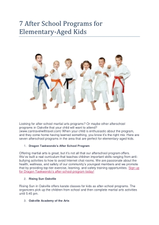 7 After School Programs for Elementary-Aged Kids