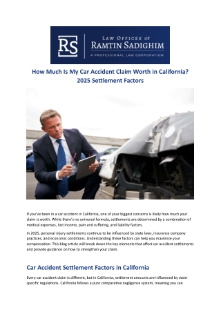 How Much Is My Car Accident Claim Worth in California 2025 Settlement Factors