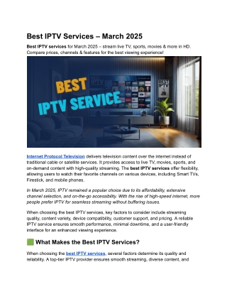 Best IPTV Services – March 2025