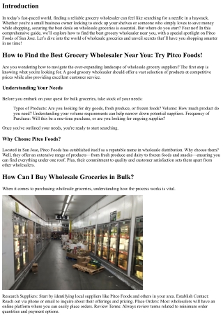 How to Find the Best Grocery Wholesaler Near You: Try Pitco Foods!
