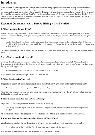 Essential Questions to Ask Before Hiring a Car Detailer