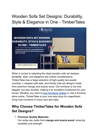 Wooden Sofa Set DesiWoodgns- Durability, Style & Elegance in One - TimberTales