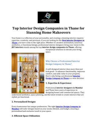 Top Interior Design Companies in Thane for Stunning Home Makeovers