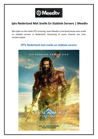 Iptv Nederland Met Snelle En Stabiele Servers  Meedtv