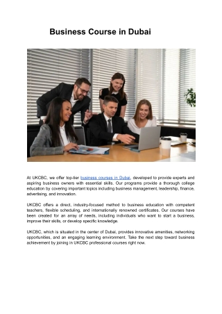 Business course in Dubai