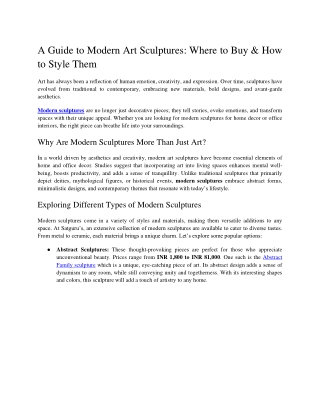 Satguru's_A Guide to Modern Art Sculptures_ Where to Buy & How to Style Them