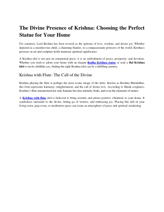 The Divine Presence of Krishna_ Choosing the Perfect Statue for Your Home