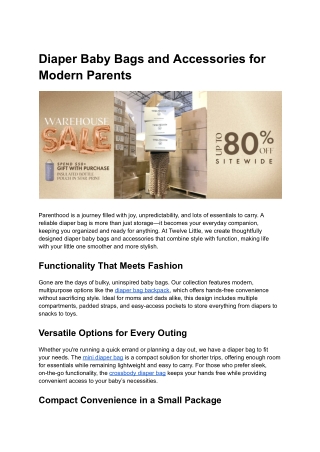 Diaper Baby Bags and Accessories for Modern Parents