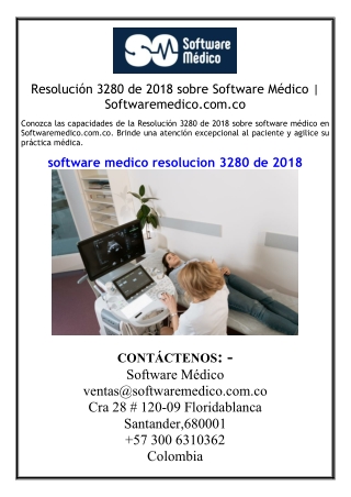 Resolución 3280 de 2018 sobre Software Médico Softwaremedico.com.co
