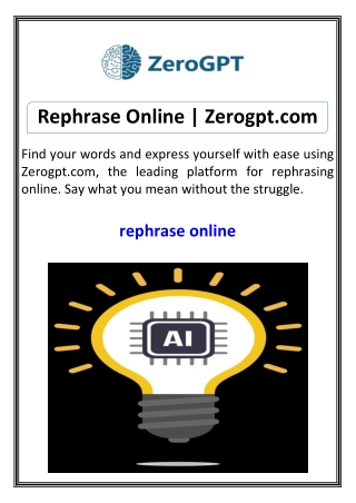 Rephrase Online Zerogpt.com