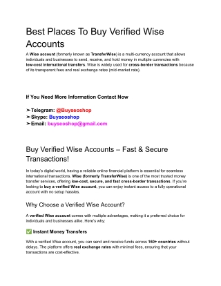 Best Places To Buy Verified Wise Accounts