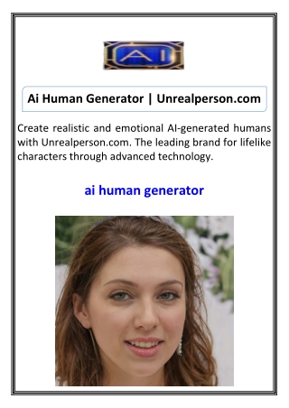 Ai Human Generator Unrealperson.com