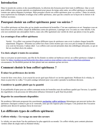 Pourquoi choisir un coffret spiritueux pour vos soirées ?