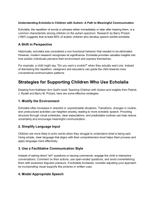Understanding Echolalia in Children with Autism