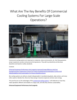 Commercial cooling systems