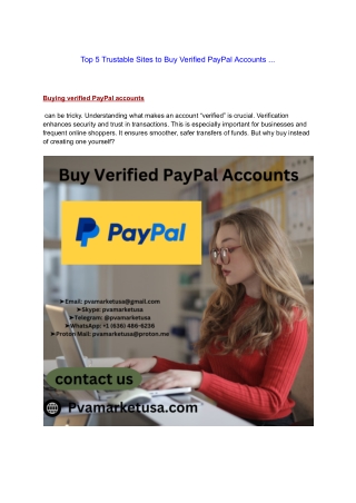 Top 5 Trustable Sites to Buy Verified PayPal Accounts