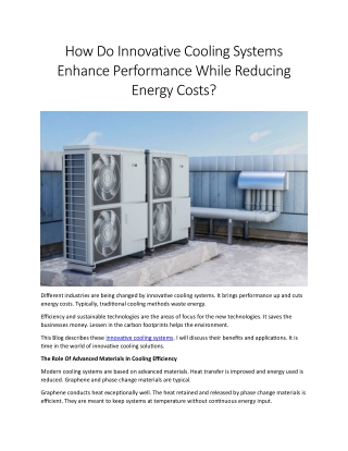 Innovative cooling systems