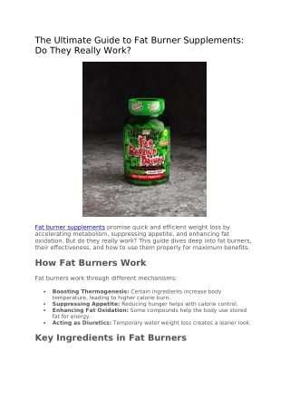 The Ultimate Guide to Fat Burner Supplements Do They Really Work (1)