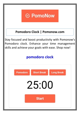 Pomodoro Clock Pomonow.com