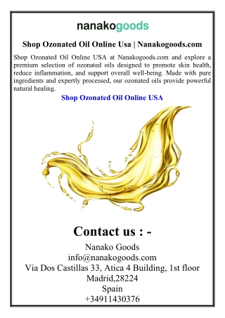 Shop Ozonated Oil Online Usa Nanakogoods.com