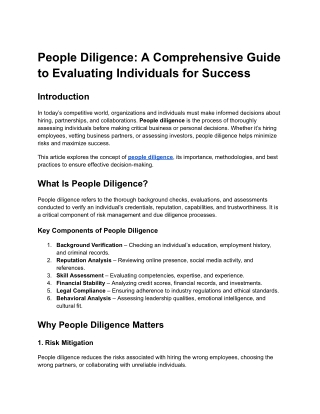 People Diligence_ A Comprehensive Guide to Evaluating Individuals for Success