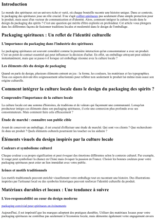 Comment intégrer la culture locale dans le design du packaging des spirits ?