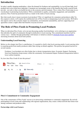 The Role of Pitco Foods in Promoting Local Products