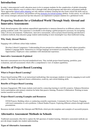 Preparing Students for a Globalized World Through Study Abroad and Innovative As