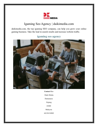 Igaming Seo Agency  daikimedia.com