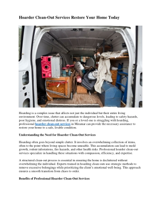 Hoarder Clean-Out Services Restore Your Home Today