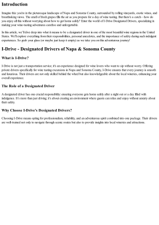 A Look Inside the World of an I-Drive Designated Driver