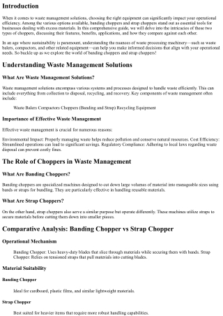 Banding Choppers vs Strap Choppers: Which is Right for Your Operation?