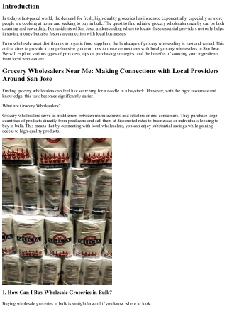 Grocery Wholesalers Near Me: Making Connections with Local Providers Around San
