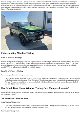 How Much Does House Window Tinting Cost Compared to Auto?