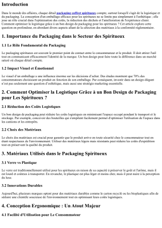 Comment Optimiser la Logistique Grâce à un Bon Design de Packaging pour Les Spir