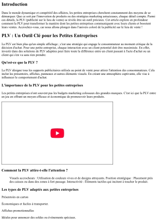 “PLV : Un Outil Clé pour les Petites Entreprises”