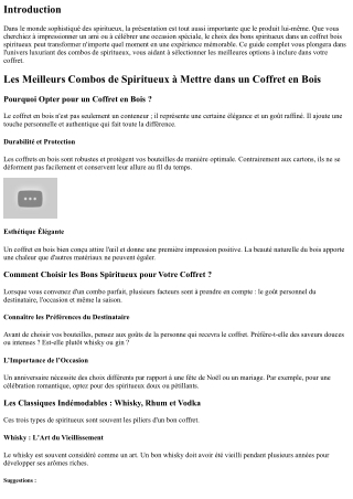 Les Meilleurs Combos de Spiritueux à Mettre dans un Coffret en Bois