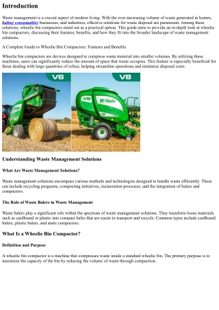 A Complete Guide to Wheelie Bin Compactors: Features and Benefits