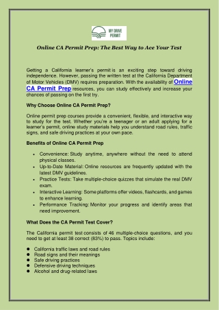 Online CA Permit Prep: The Best Way to Ace Your Test
