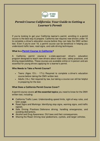 Permit Course California: Your Guide to Getting a Learner’s Permit