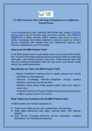 CA DMV Practice Test: The Key to Passing Your California Permit Exam