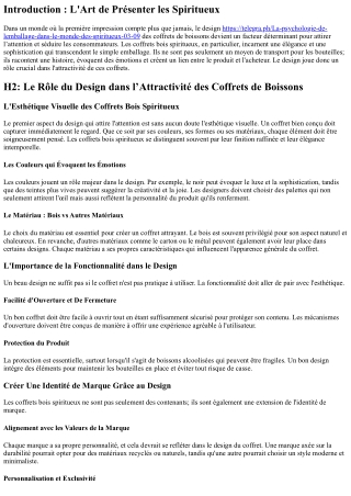 “Le Rôle du Design dans l’Attractivité des Coffrets de Boissons”
