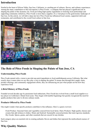 The Role of Pitco Foods in Shaping the Palate of San Jose, CA