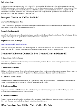 “Comment Utiliser un Coffret En bois Comme Élément Décoratif ?”