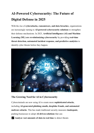 AI-Powered Cybersecurity: The Future of Digital Defense in 2025
