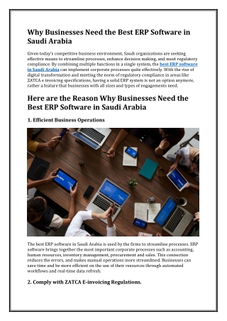 Why Businesses Need the Best ERP Software in Saudi Arabia